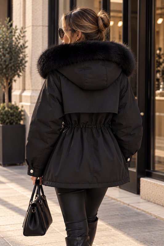 Chaqueta Belinda, detalle de bolsillos y cierre – Lucia Navarro
