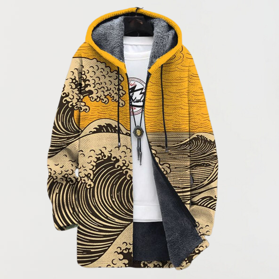ALBINA - ABRIGO CON CAPUCHA Y ESTAMPADO DE OLAS