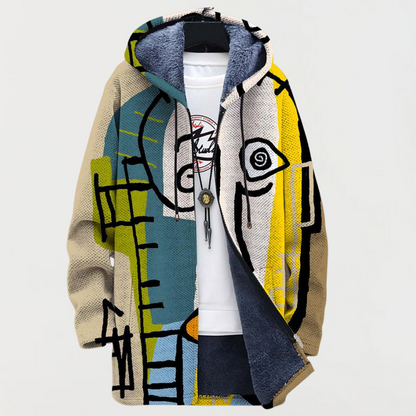 SEVERINA - ABRIGO CON CAPUCHA ESTAMPADO ABSTRACTO
