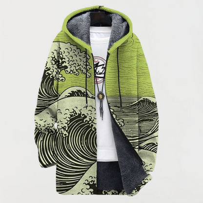 ALBINA - ABRIGO CON CAPUCHA Y ESTAMPADO DE OLAS