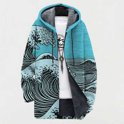ALBINA - ABRIGO CON CAPUCHA Y ESTAMPADO DE OLAS