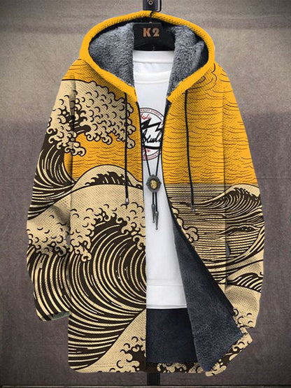 MARIPAZ - ABRIGO CON CAPUCHA ESTAMPADO ONDAS