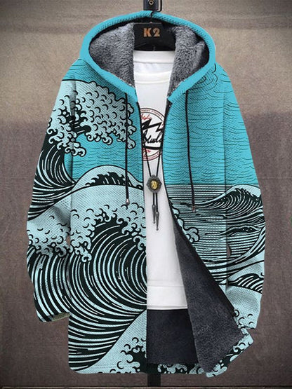 MARIPAZ - ABRIGO CON CAPUCHA ESTAMPADO ONDAS