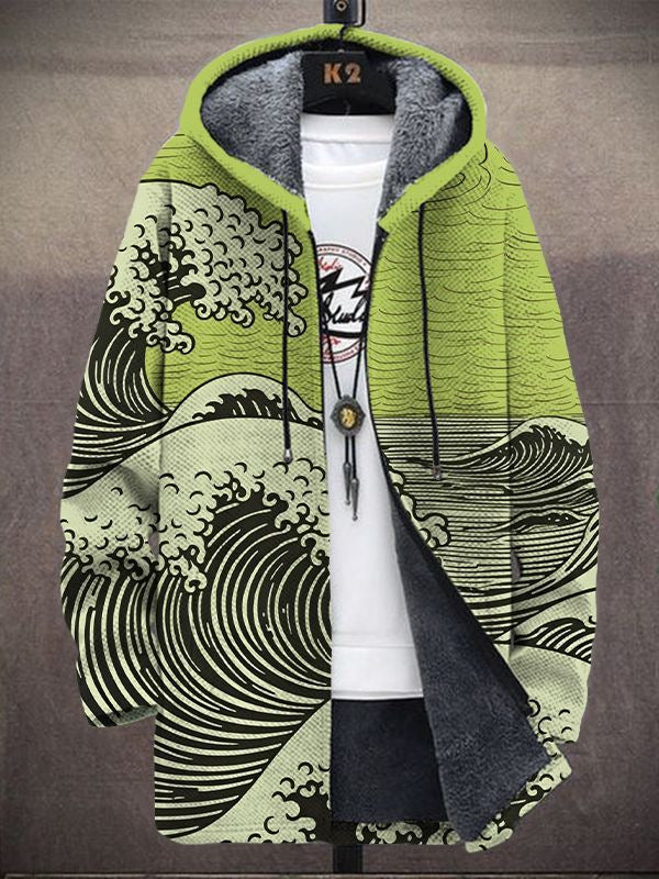 MARIPAZ - ABRIGO CON CAPUCHA ESTAMPADO ONDAS