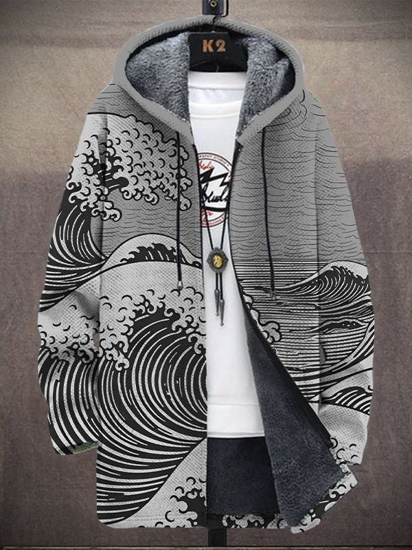 MARIPAZ - ABRIGO CON CAPUCHA ESTAMPADO ONDAS