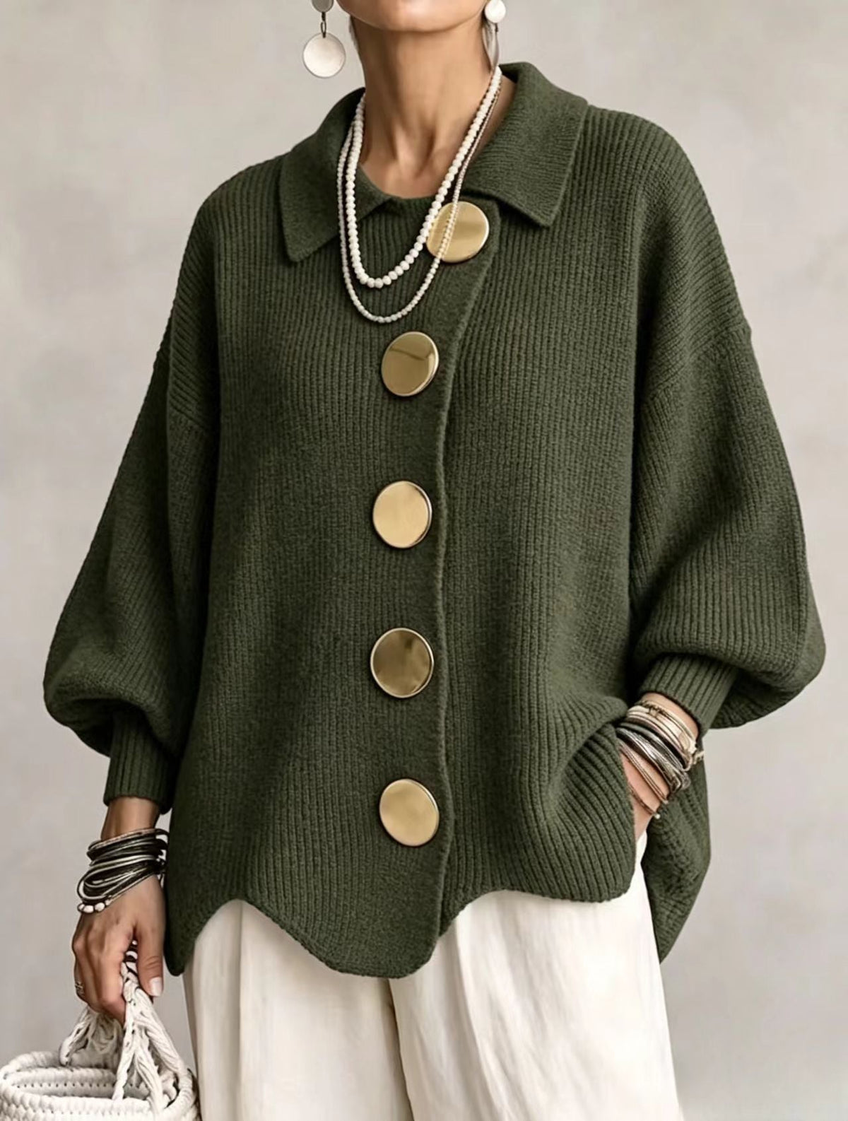 Jersey Aurelia, color verde oliva – Lucia Navarro