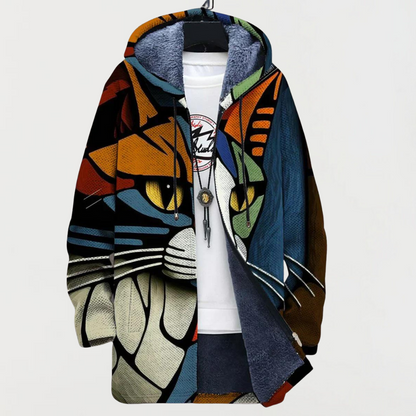 ADELAIDA - ABRIGO CON CAPUCHA Y ESTAMPADO DE GATO