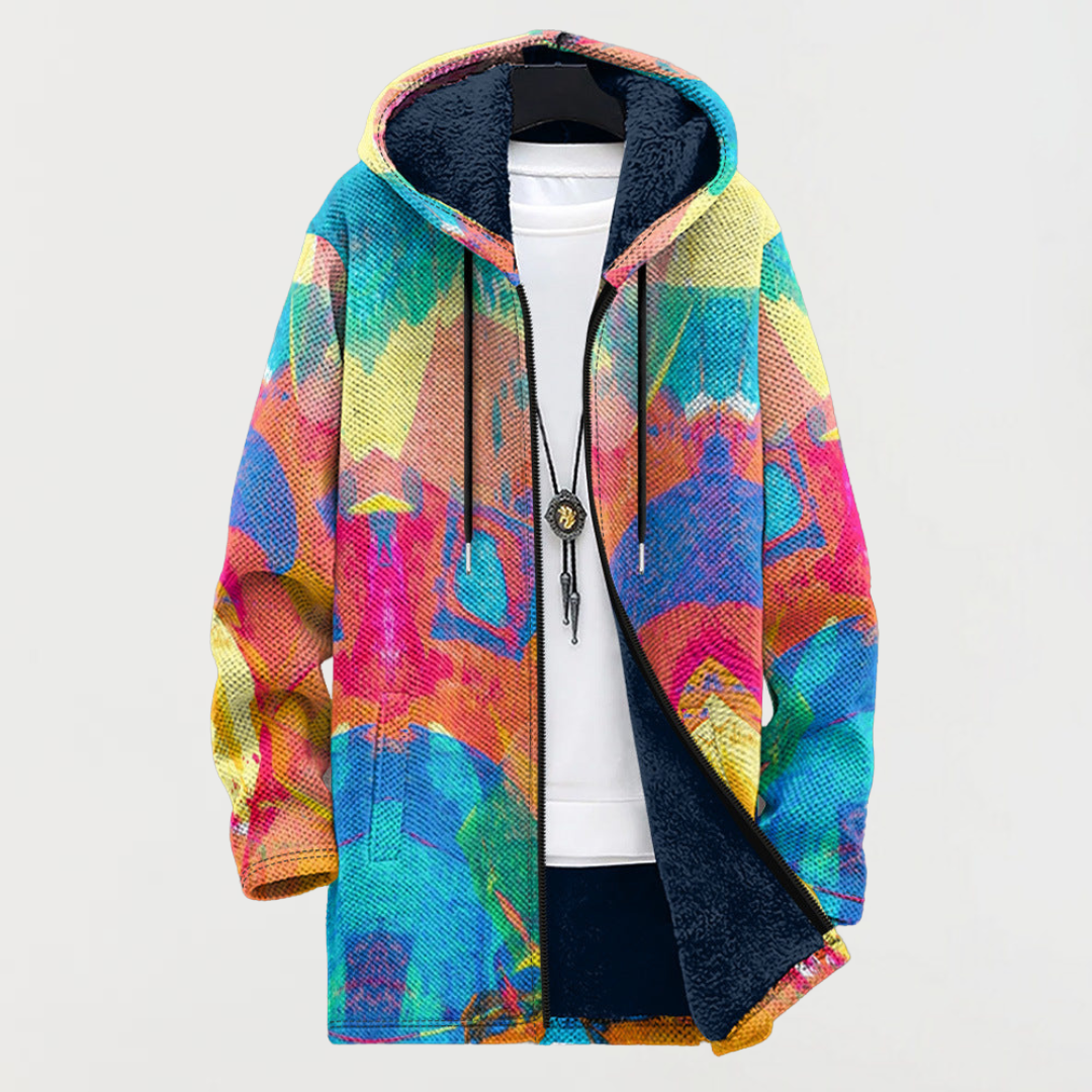FLAVIA - ABRIGO CON CAPUCHA ESTAMPADO ARTÍSTICO