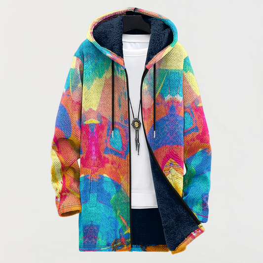 FLAVIA - ABRIGO CON CAPUCHA ESTAMPADO ARTÍSTICO