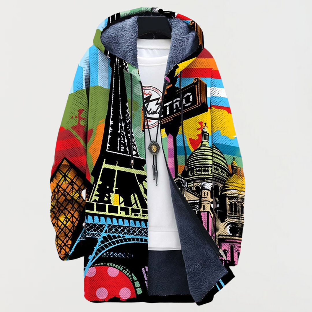 JACOBA - ABRIGO CON CAPUCHA ESTAMPADO PARÍS
