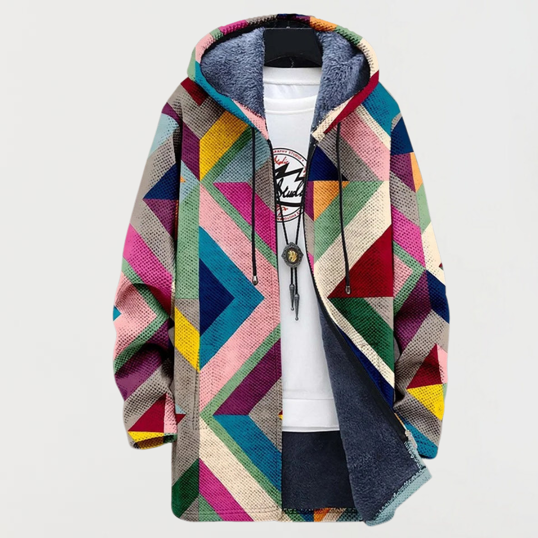 ZULEMA - ABRIGO CON CAPUCHA ESTAMPADO GEOMÉTRICO