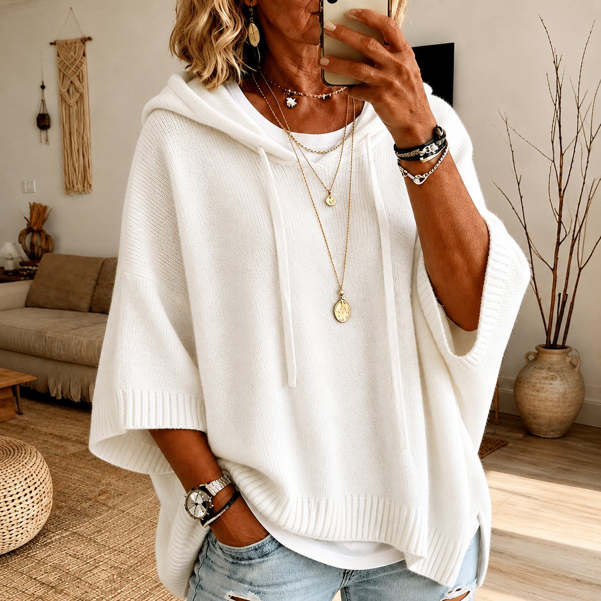 Jersey Poncho Amparo blanco