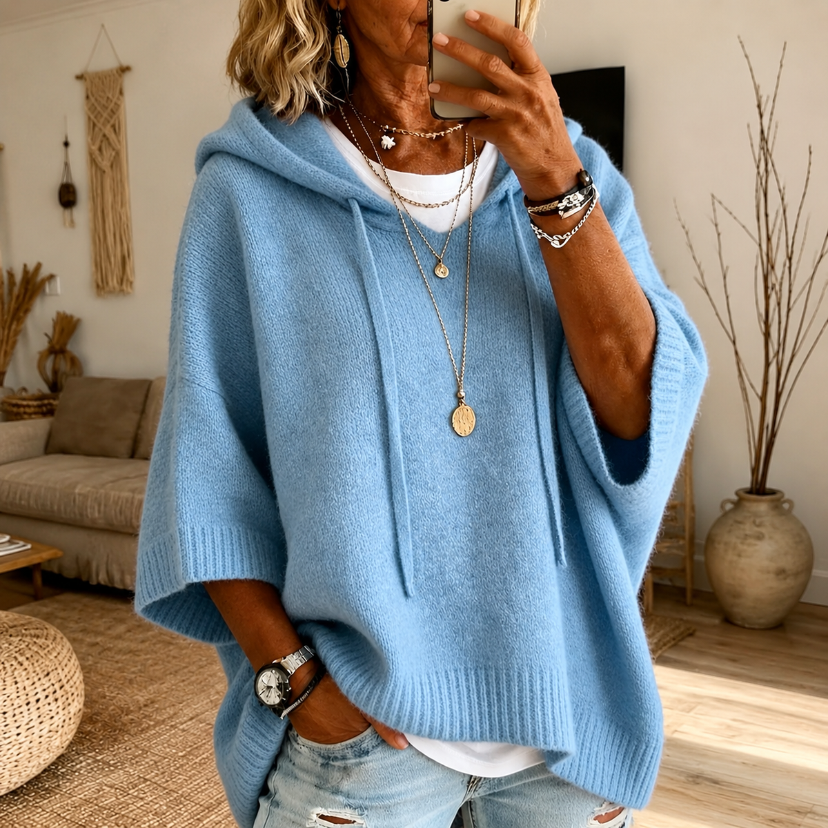Jersey Poncho Amparo azul cielo