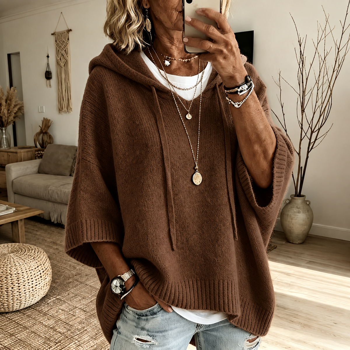 Jersey Poncho Amparo marrón