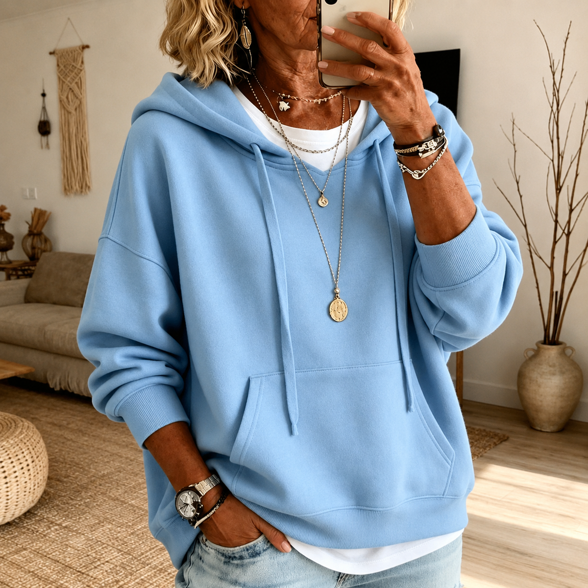 Sudadera Inés azul cielo
