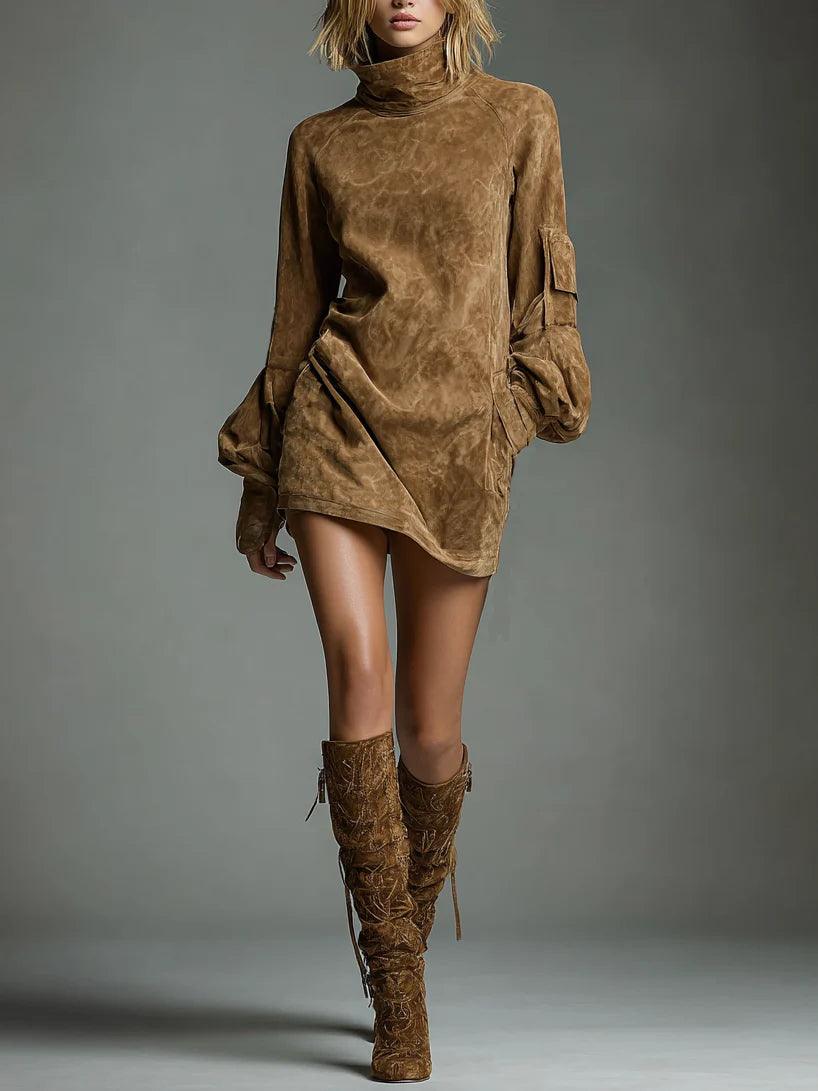 Vestido Maite Efecto Ante