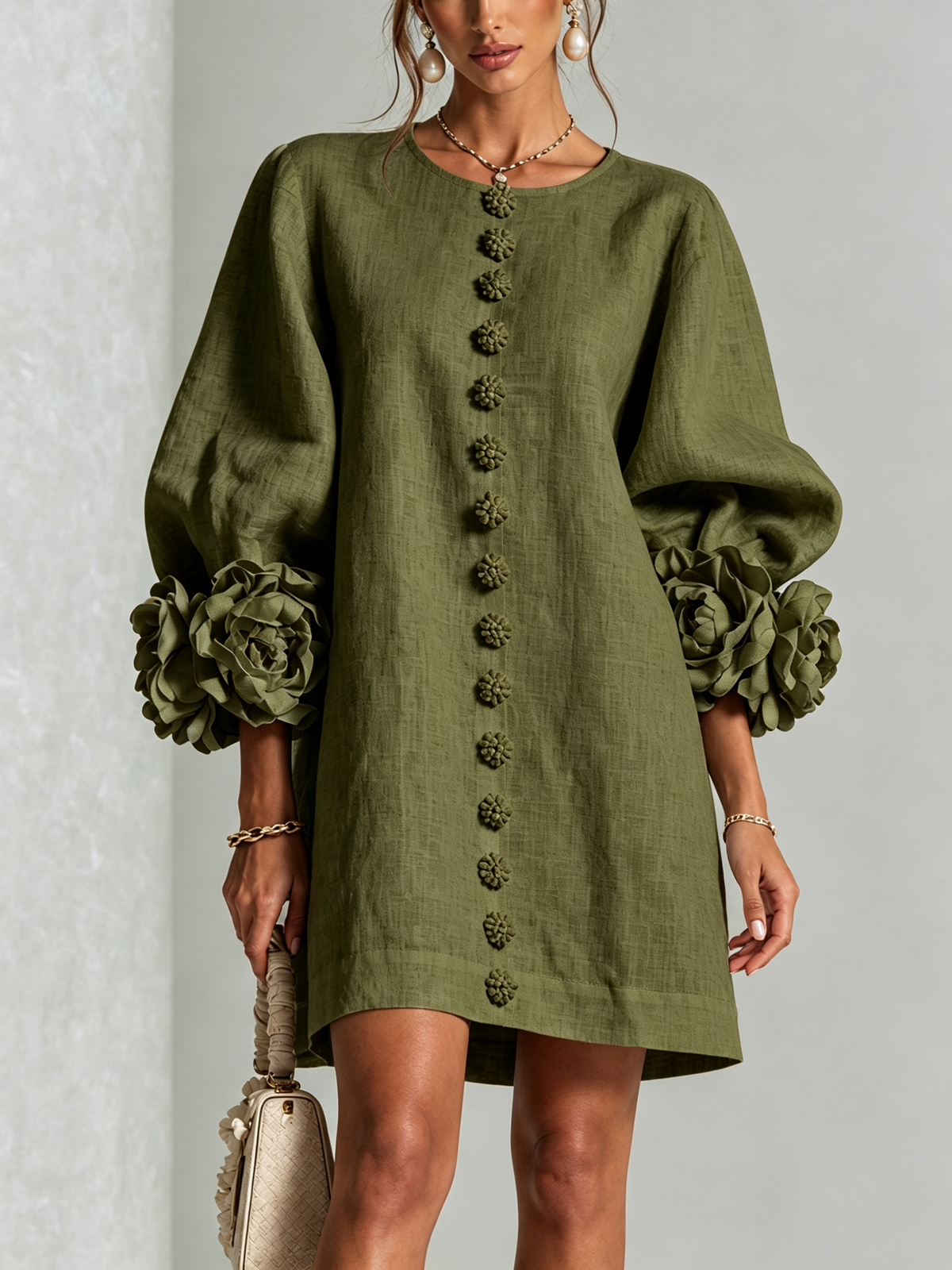 Vestido Nerea verde oliva