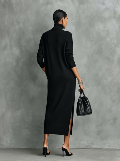 Alexandra - Vestido Midi de Punto con Cuello Alto y Manga Larga, vista 4 – Lucia Navarro