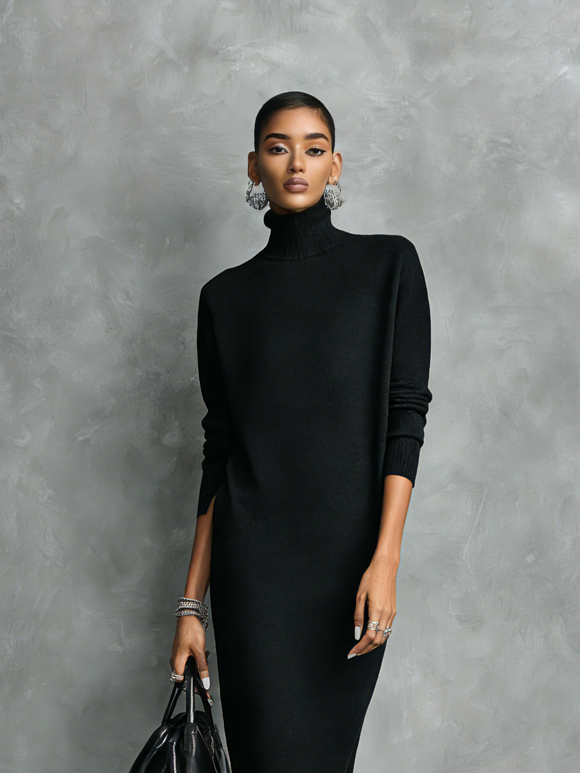 Alexandra - Vestido Midi de Punto con Cuello Alto y Manga Larga, vista 8 – Lucia Navarro