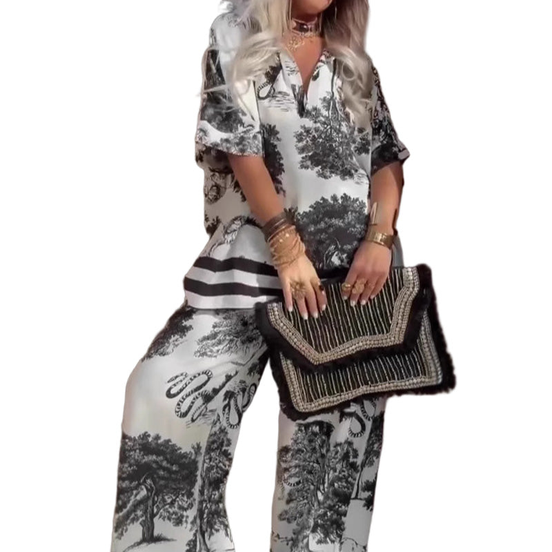 Beatriz - Conjunto Top Estampado Cuello en V + Pantalón Largo, vista 7 – Lucia Navarro