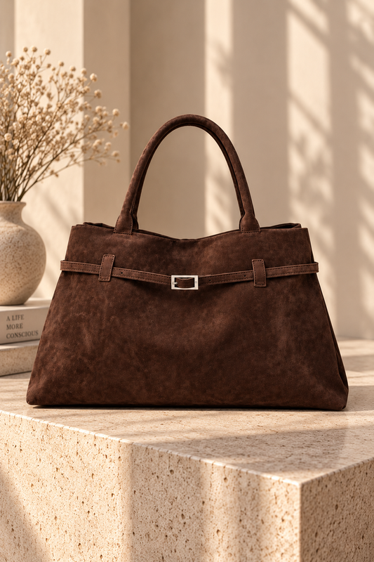 Bolso Vittoria en tono café, vista frontal – Lucia Navarro