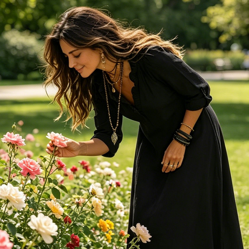 Camila - Vestido Maxi Boho Cuello en V con Volantes, vista 7 – Lucia Navarro