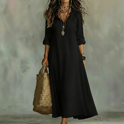 Camila - Vestido Maxi Boho Cuello en V con Volantes, vista 9 – Lucia Navarro