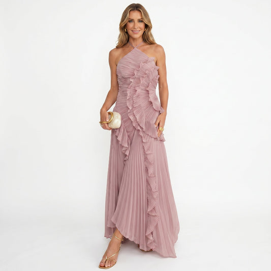 Leonora - Vestido Plisado con Volantes Elegante – Lucia Navarro