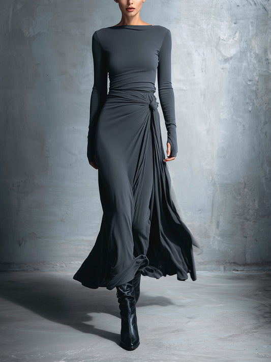 Lilian - Vestido Maxi Cruzado con Nudo – Lucia Navarro