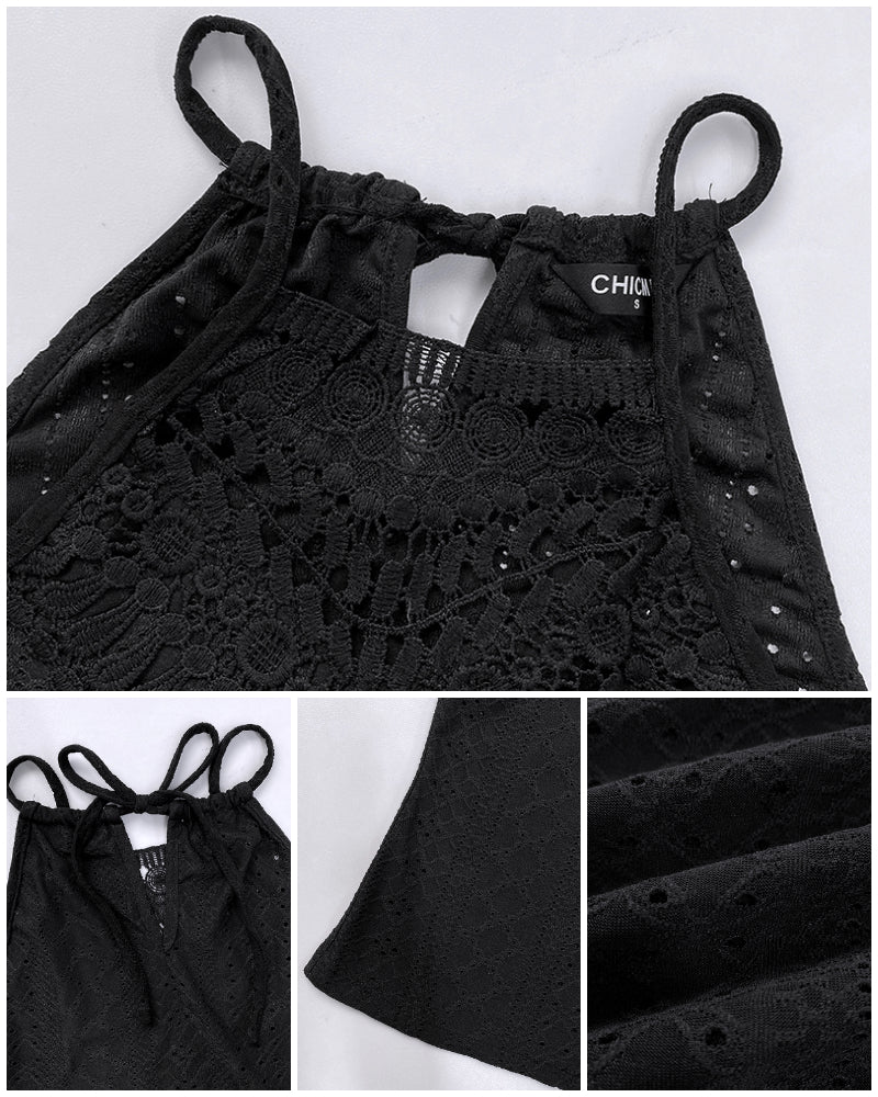 Raquel - Top de Jacquard con Escote Halter y Detalle de Encaje, vista 10 – Lucia Navarro