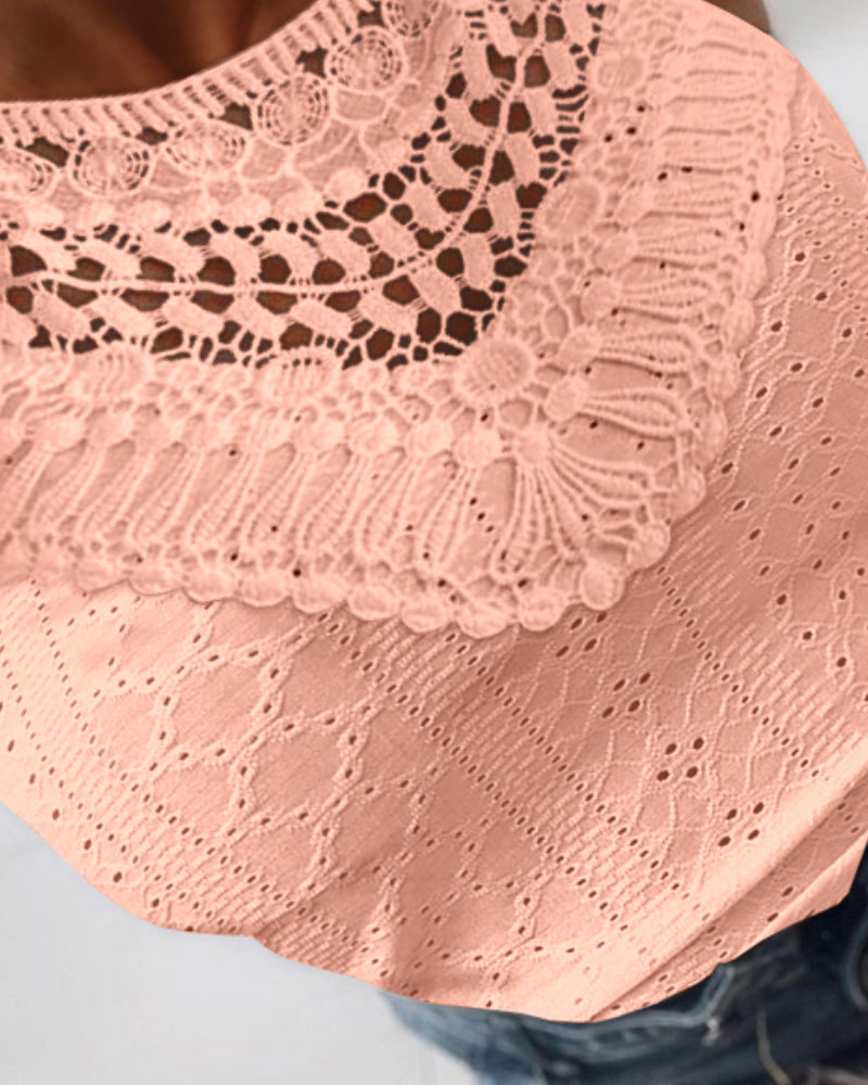 Raquel - Top de Jacquard con Escote Halter y Detalle de Encaje, vista 2 – Lucia Navarro