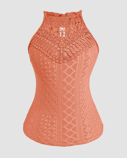 Raquel - Top de Jacquard con Escote Halter y Detalle de Encaje, vista 5 – Lucia Navarro