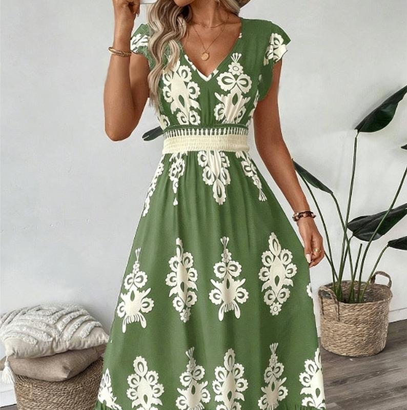 Valentina - Vestido Largo Fluido con Cuello en V – detalle 23 – Lucia Navarro