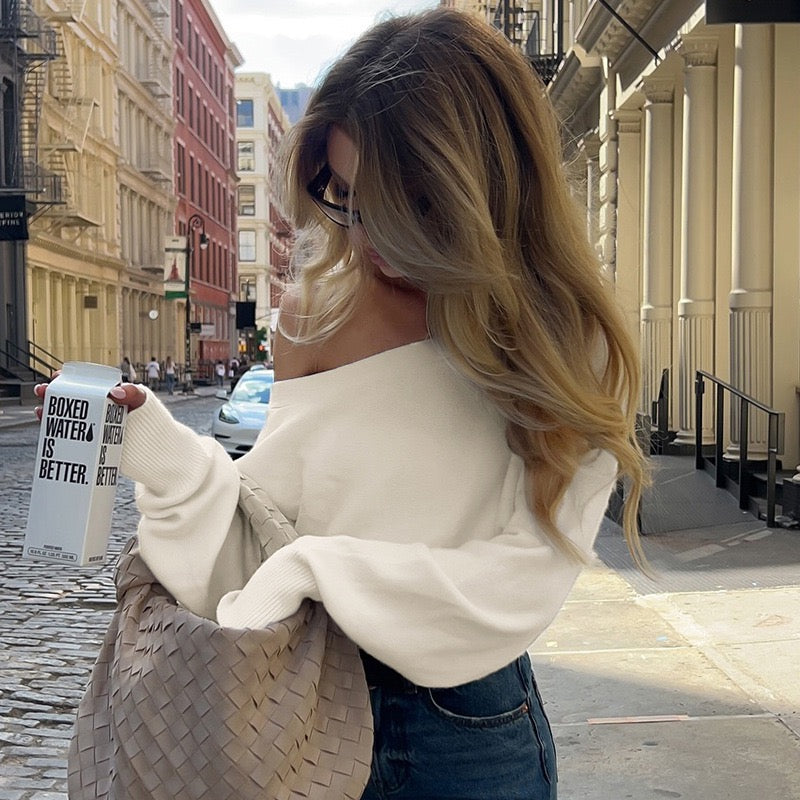 Valeria - Jersey de Punto Suave con Hombros Descubiertos, vista 4 – Lucia Navarro