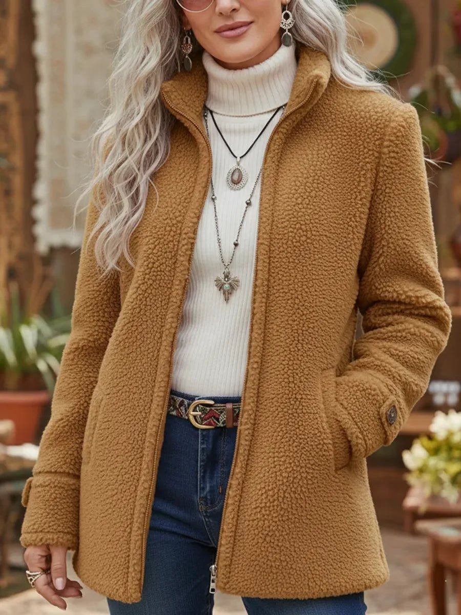Chaqueta Borreguito Candela camel - Lucia Navarro